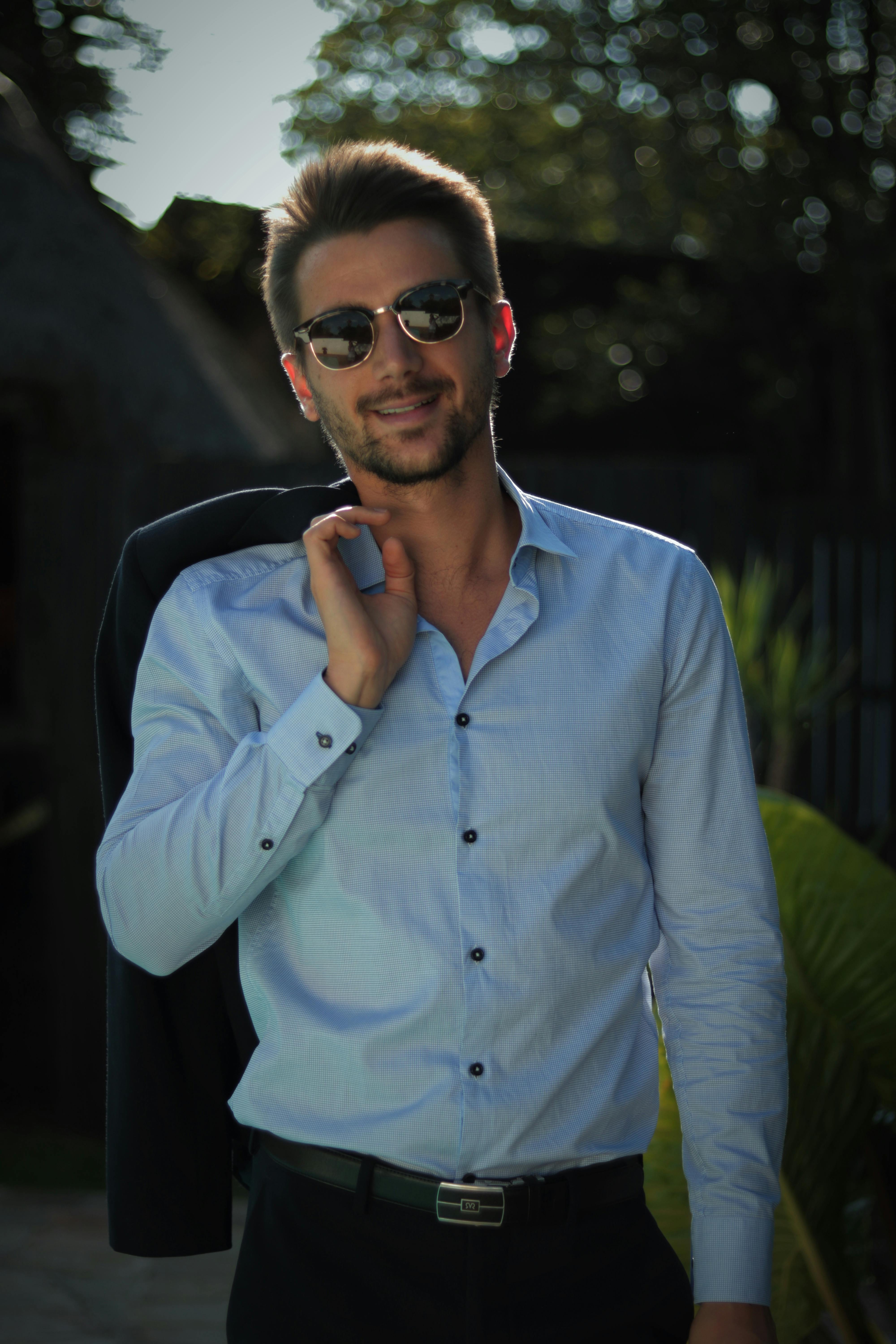 Fashion model in beige outfit